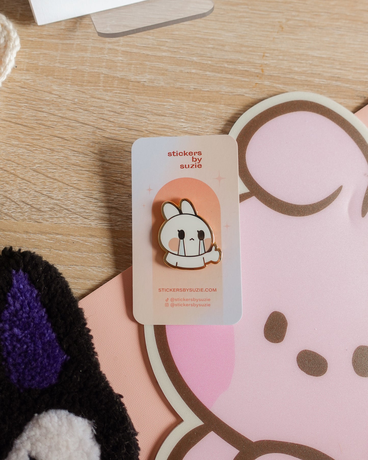 Crying Bunny Enamel Pin