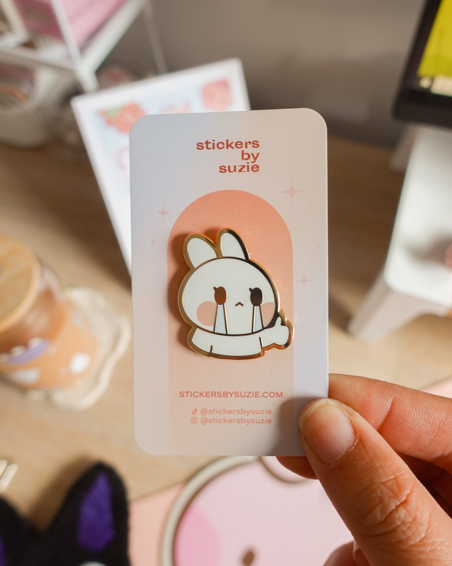 Crying Bunny Enamel Pin