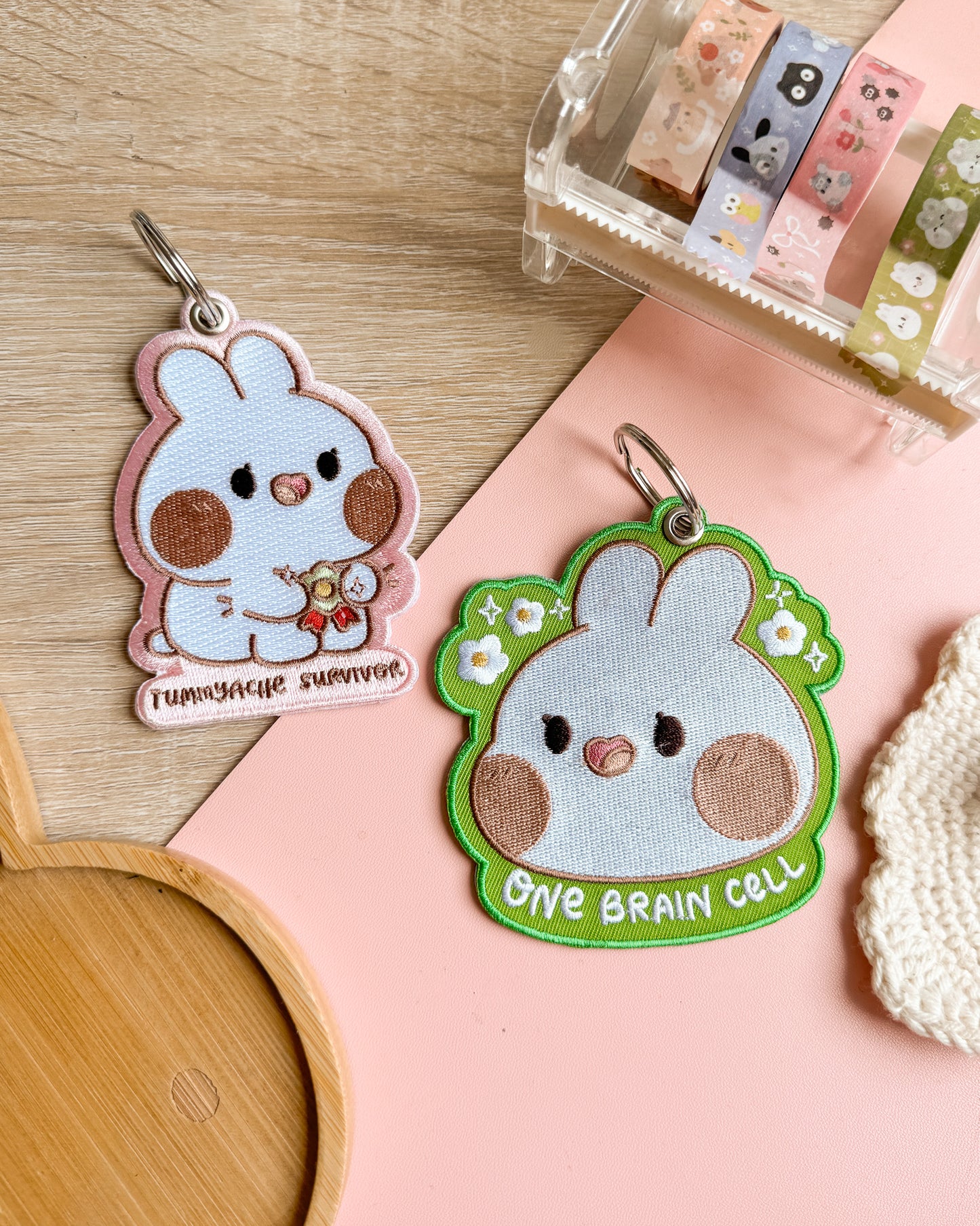 Tummyache Victim/Tummyache Survivor Embroidered Keychain