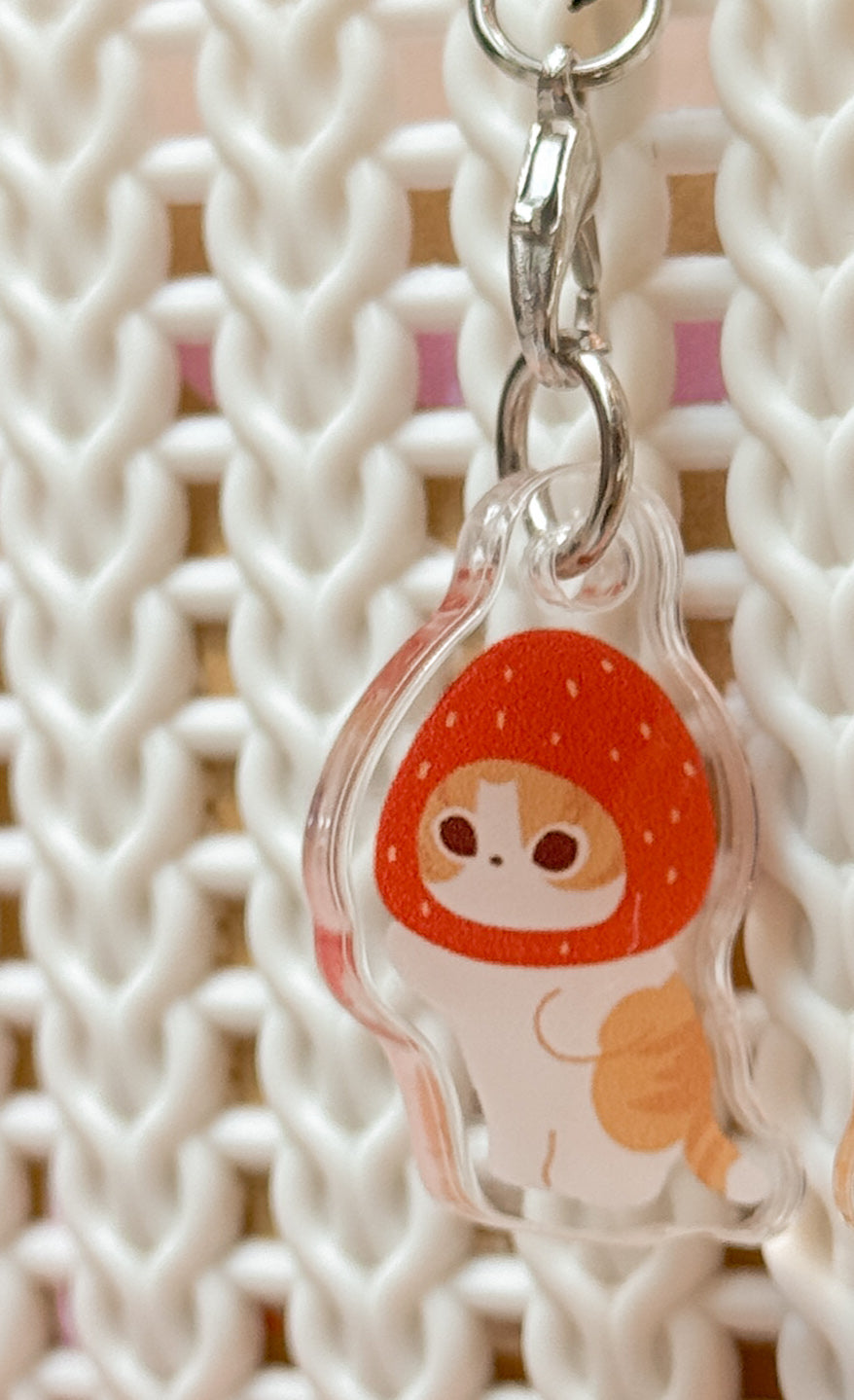 Strawberry and Banana Cat Phone Charms