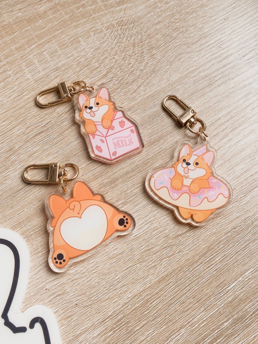 Corgi Donut Keychain - stickersbysuzie