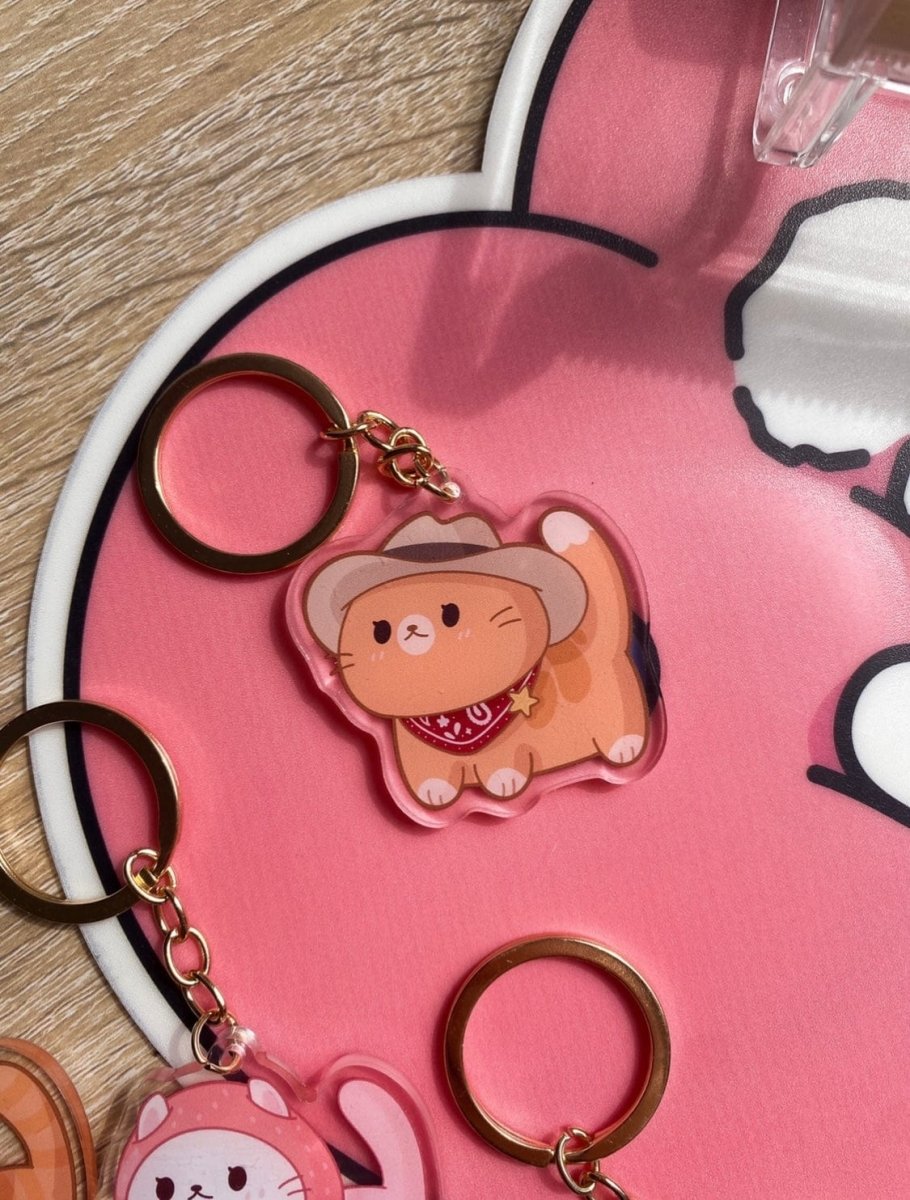 Cowboy Cat Keychain - stickersbysuzie