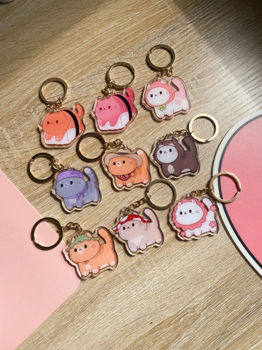 Flower Cat Keychain - stickersbysuzie