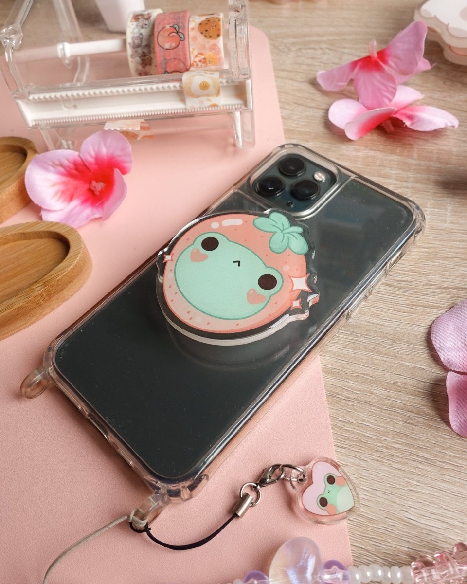 Strawberry Frog Phone Grip - stickersbysuzie