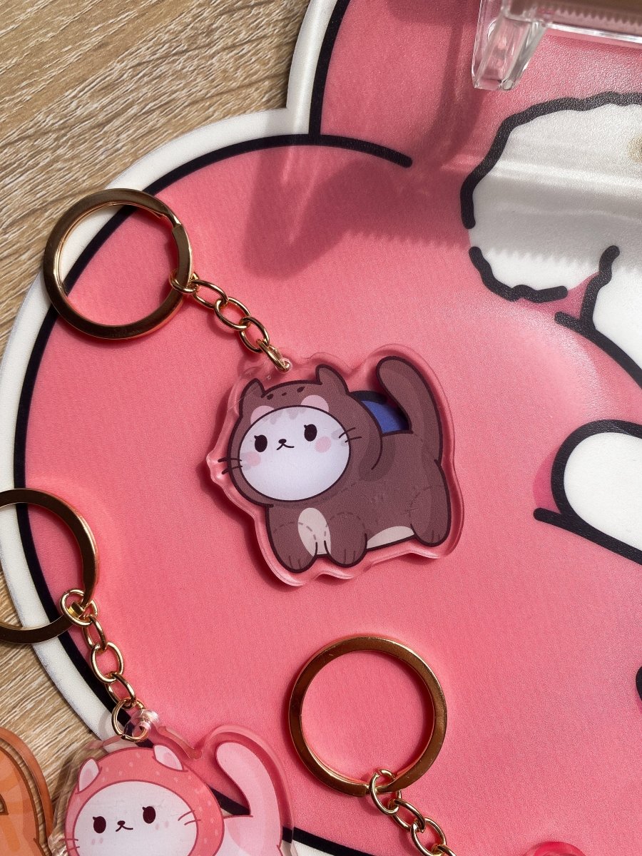 Teddy Bear Cat Keychain - stickersbysuzie