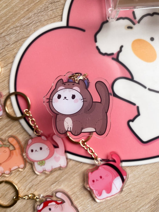Teddy Bear Cat Keychain - stickersbysuzie