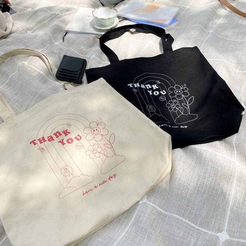 Thank you have a nice day tote - BEIGE - stickersbysuzie