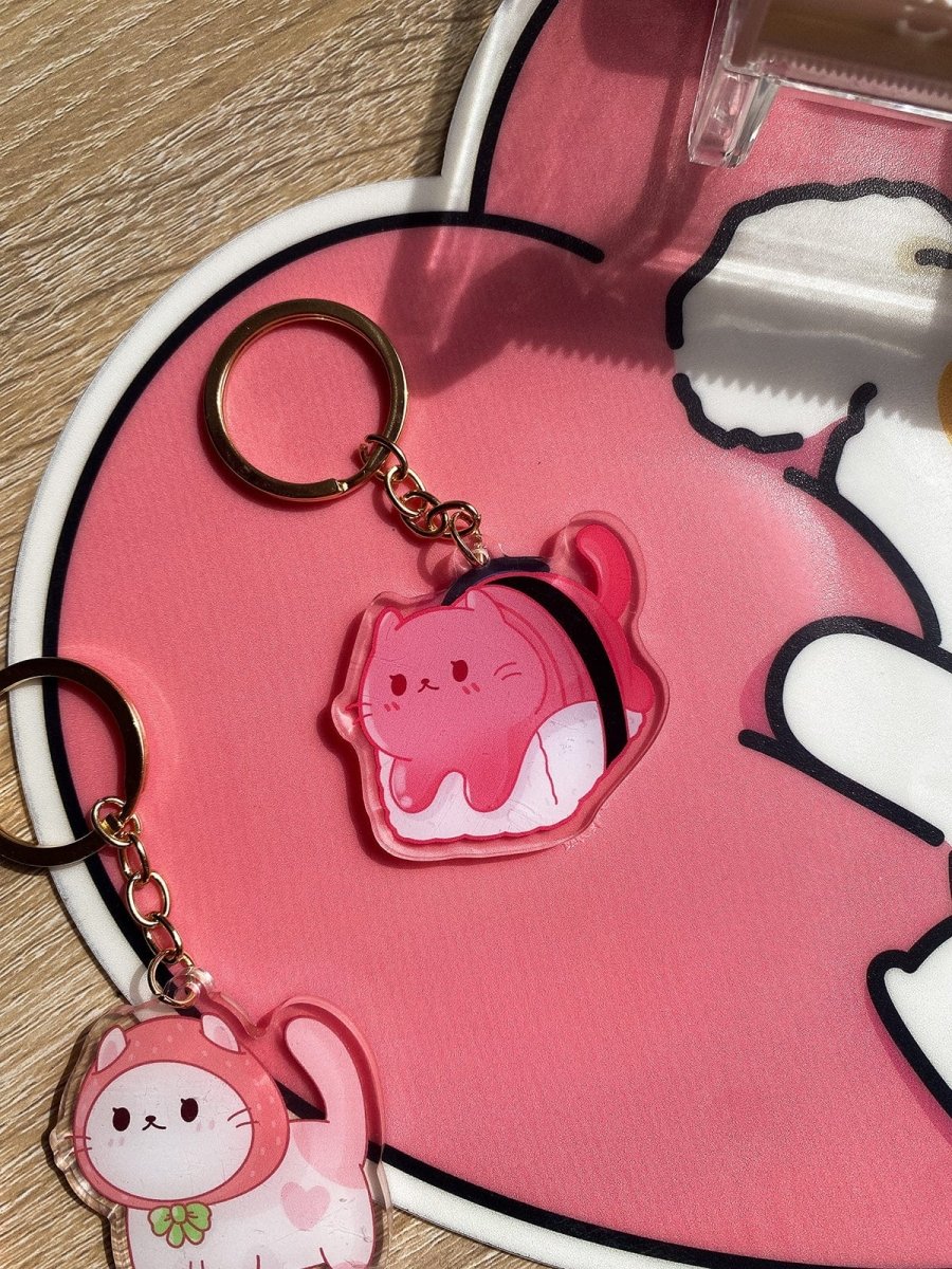 Tuna Sushi Cat Keychain - stickersbysuzie