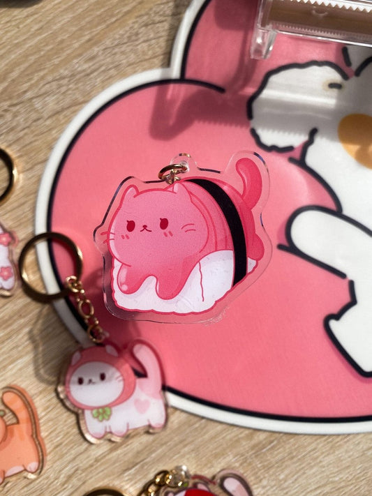 Tuna Sushi Cat Keychain - stickersbysuzie