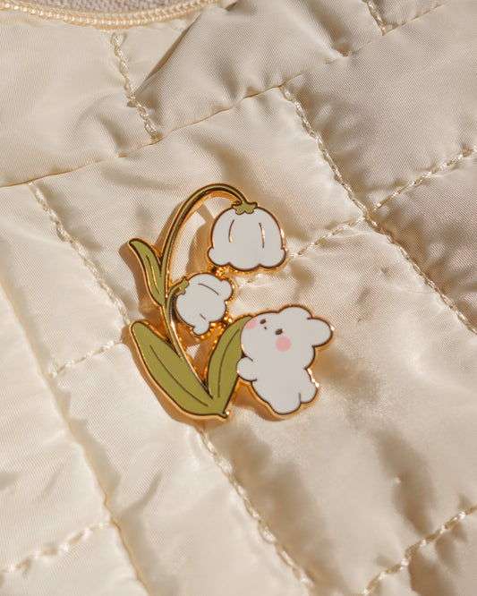 Lily of the Valley Bunny Enamel Pin