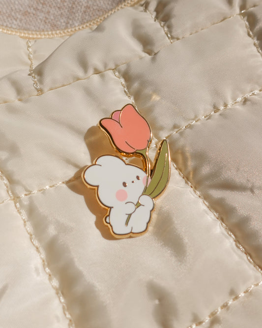 Tulip Bunny Enamel Pin