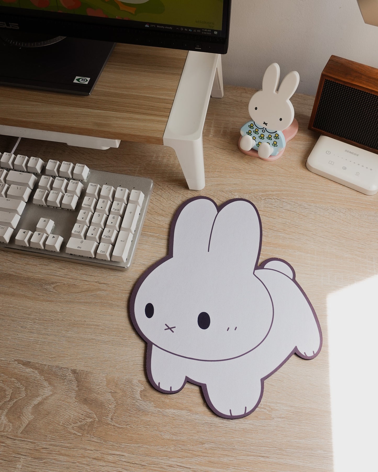 White Bunny Mouse Pad