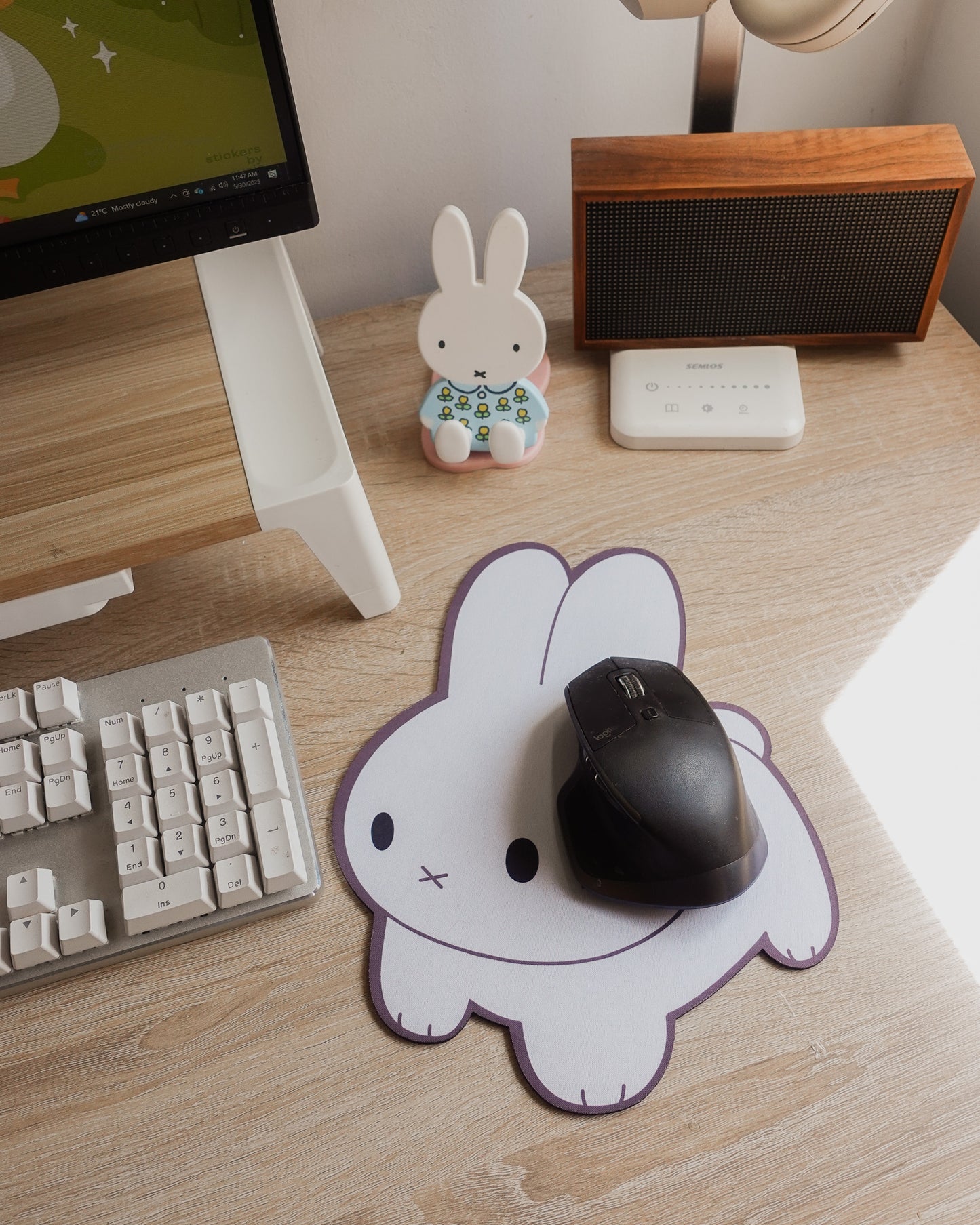 White Bunny Mouse Pad
