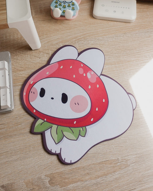 Strawberry Hat Bunny Mouse Pad