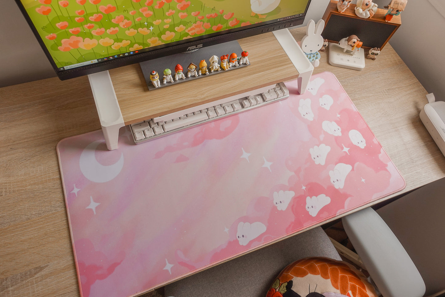 Pink Dreamy Bunny Desk Mat