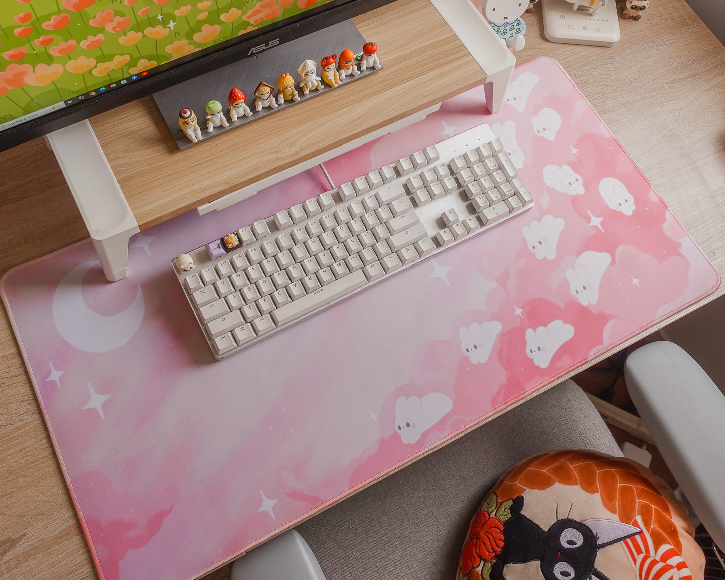 Pink Dreamy Bunny Desk Mat