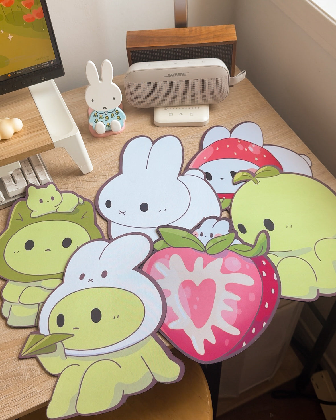 White Bunny Mouse Pad