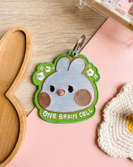One Brain Cell/No Thoughts Embroidered Keychain