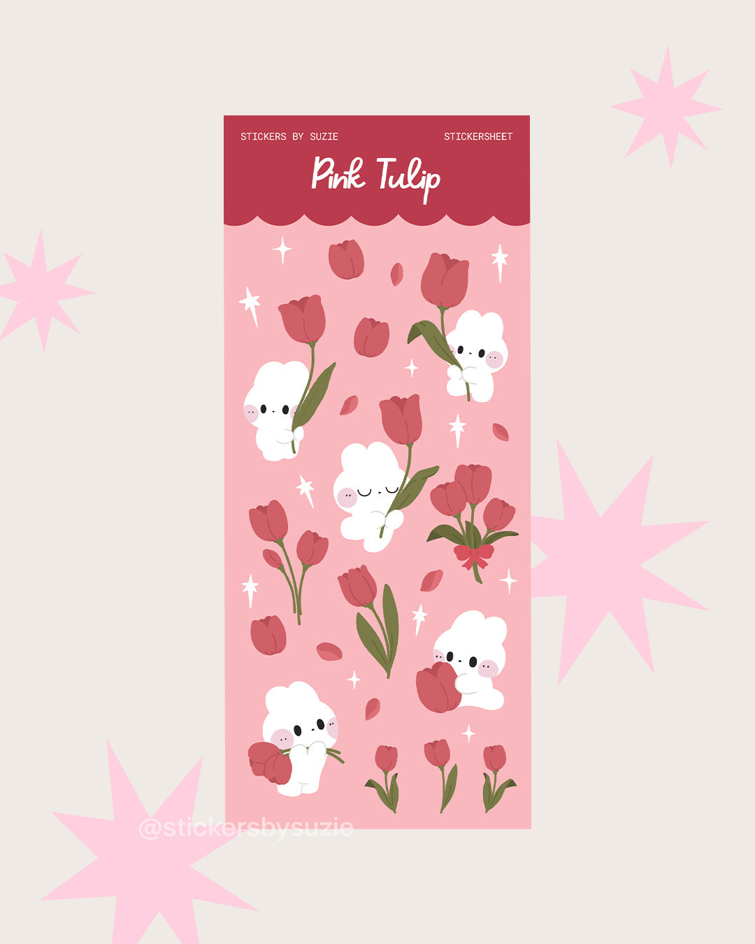 Pink Tulip Sticker Sheet