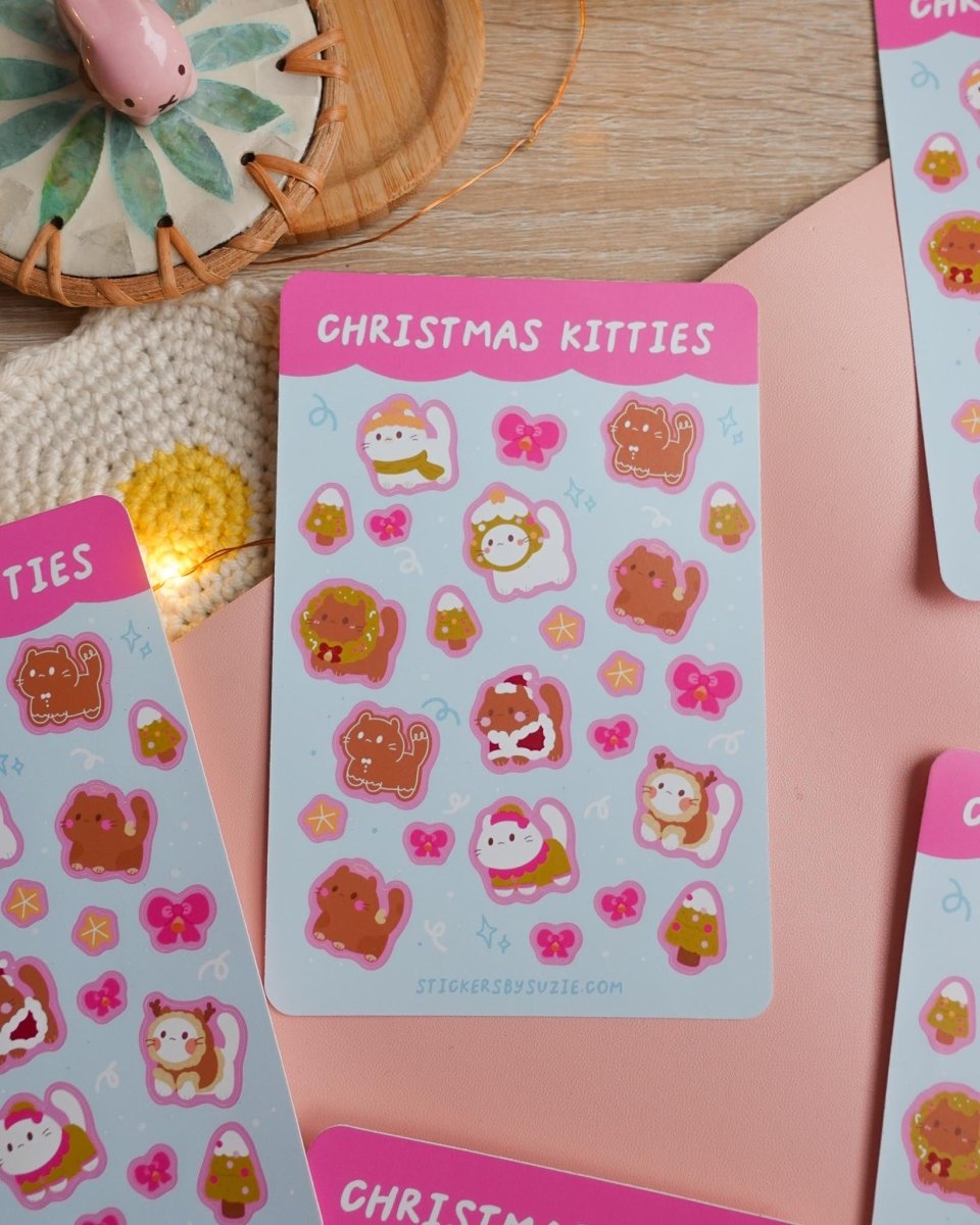 Christmas Kitties Sticker Sheet - stickersbysuzie