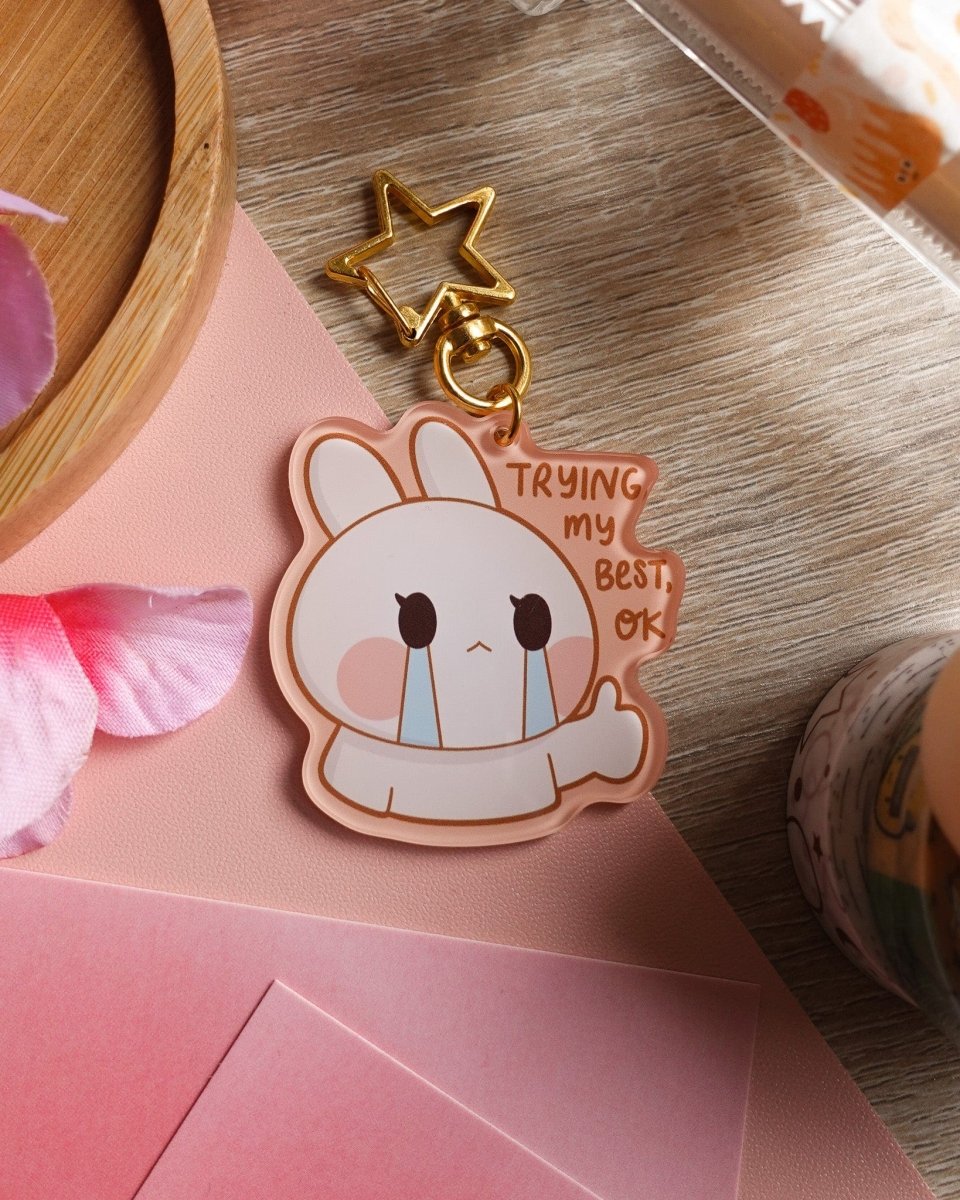 Tries Keychain Trying My Best Keychain